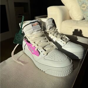 Off White 3.0 Court Mixed Leather High-Top Sneakers